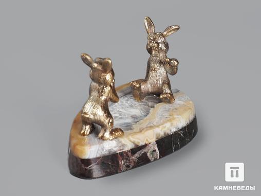 Композиция «Кролики» с агатом и мрамором, 9,3х5,3 см, 18959, фото 2