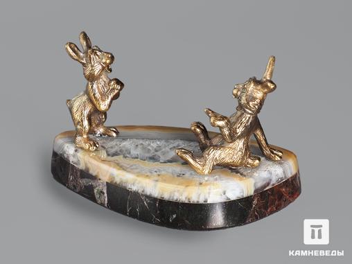 Композиция «Кролики» с агатом и мрамором, 9,3х5,3 см, 18959, фото 3