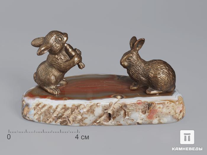 Композиция «Кролики» с агатом, 10х5 см, 18955, фото 1