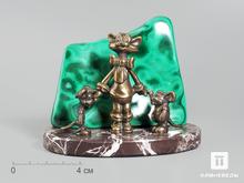 Композиция «Кот Леопольд» с малахитом, 10,2х8,3 см