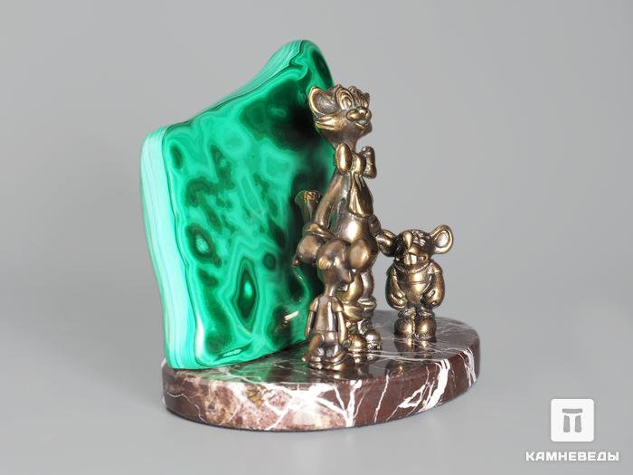 Композиция «Кот Леопольд» с малахитом, 10,2х8,3 см, 18982, фото 2