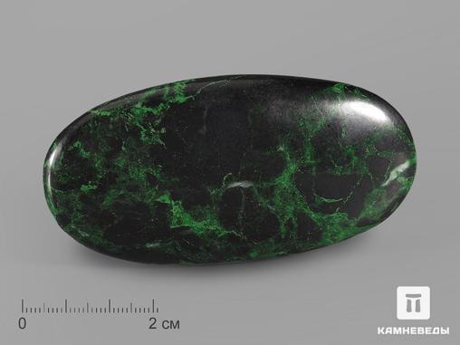 Уваровит (зелёный гранат) в хромите, полированная галька 8,6х4,3х1,7 см, 19005, фото 1