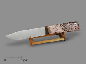 Жадеит, Родонит. Сувенирный нож из жадеита и родонита, 24х5х4,9 см
