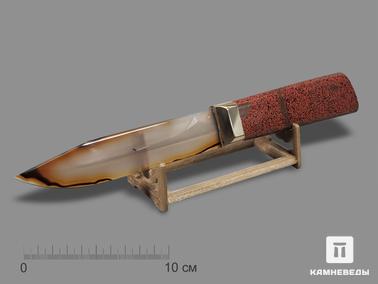 Агат, Анальцимолит. Сувенирный нож из серого агата и анальцимолита, 25,5х5,5х4,9 см
