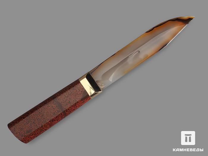 Сувенирный нож из серого агата и анальцимолита, 25,5х5,5х4,9 см, 19098, фото 2