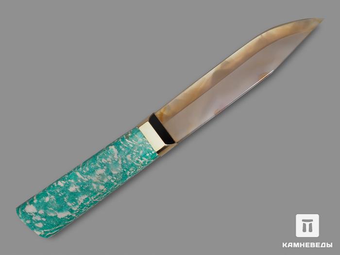 Сувенирный нож из серого агата и амазонита, 25,8х7,1х7,6 см, 19100, фото 2