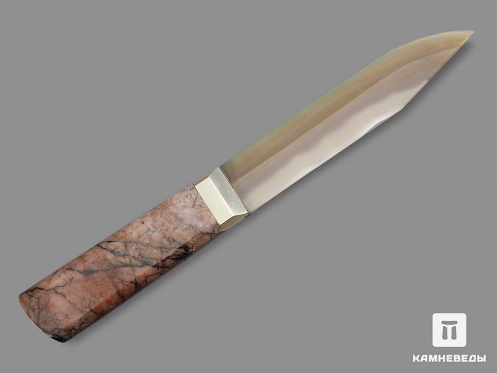 Сувенирный нож из серого агата и яшмы, 26х7,5х7 см, 19101, фото 2