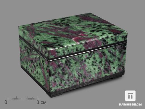 Шкатулка из цоизита с красным корундом, 9,2х7,2х5,3 см, 19238, фото 3