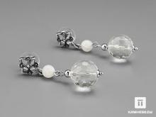 Серьги из огранённого горного хрусталя (кварца) и лунного камня