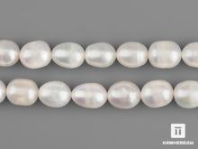 Бусины из жемчуга белого, 40 шт. на нитке, 10х8 мм
