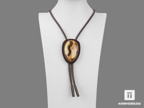 Комплект: кулон и серьги из симбирцита, в коже