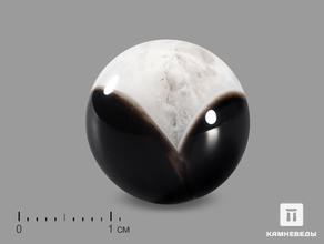 Шар из чёрного агата (чёрного оникса) с кварцем, 19-20 мм