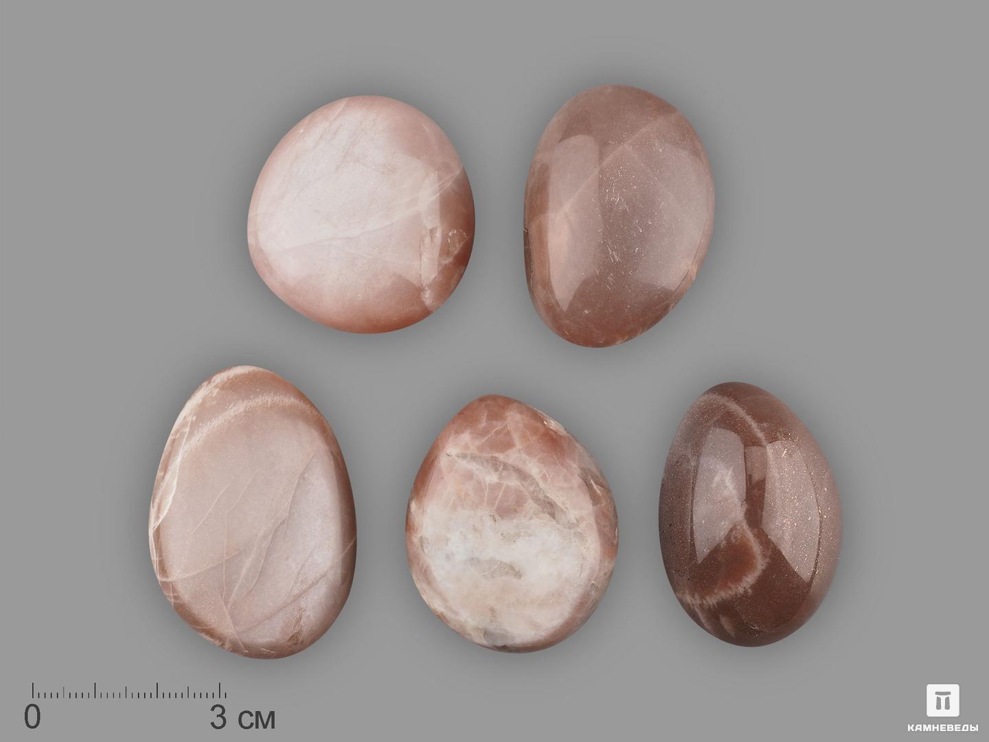 Лунный камень (адуляр) с эффектом солнечного камня, крупная галтовка 3,5-5 см (40-45 г), 19684, фото 1
