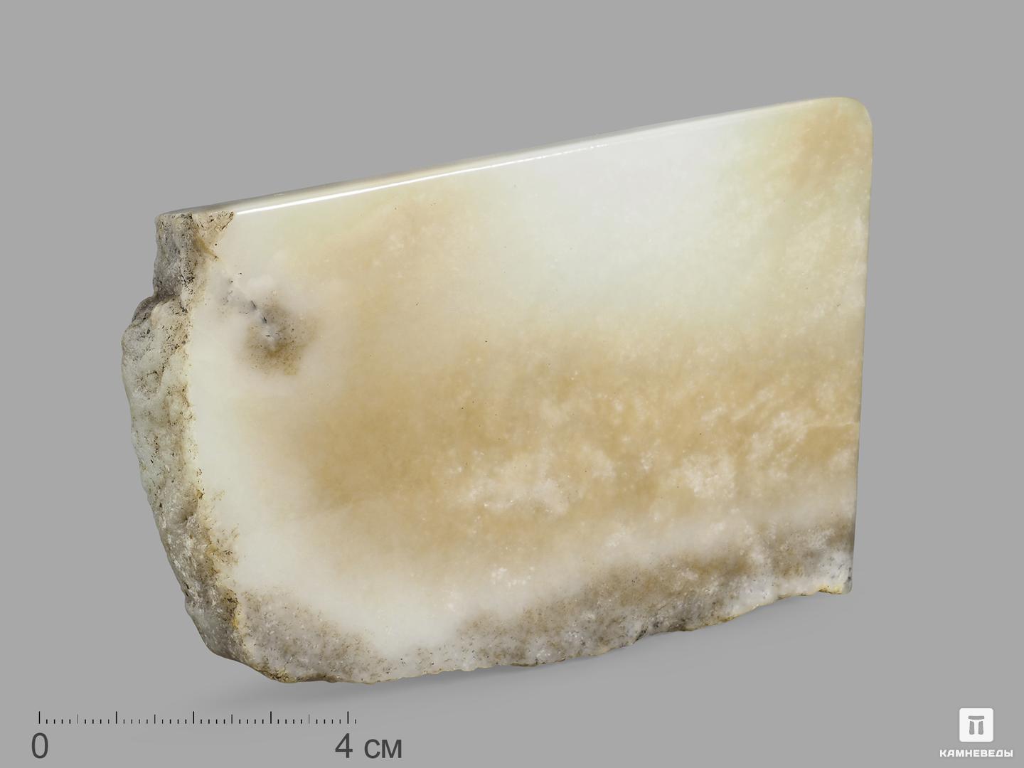 Нефрит светлый, полированный срез 11х7,3х1,6 см, 19616, фото 1