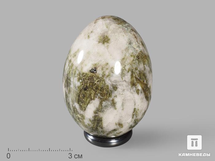 Яйцо из кварца с эпидотом, 6,4х4,6 см, 19865, фото 1