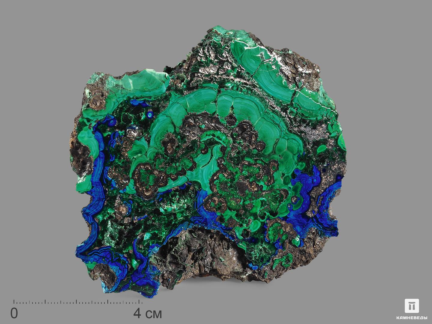

Малахит с азуритом, полированный срез 9х8х2