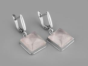 Серьги с розовым кварцем