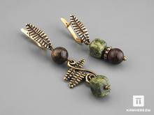 Серьги из змеевика и бронзита