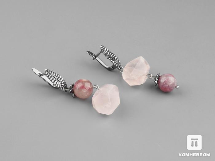 Серьги с турмалином и розовым кварцем, огранка, 20821, фото 1