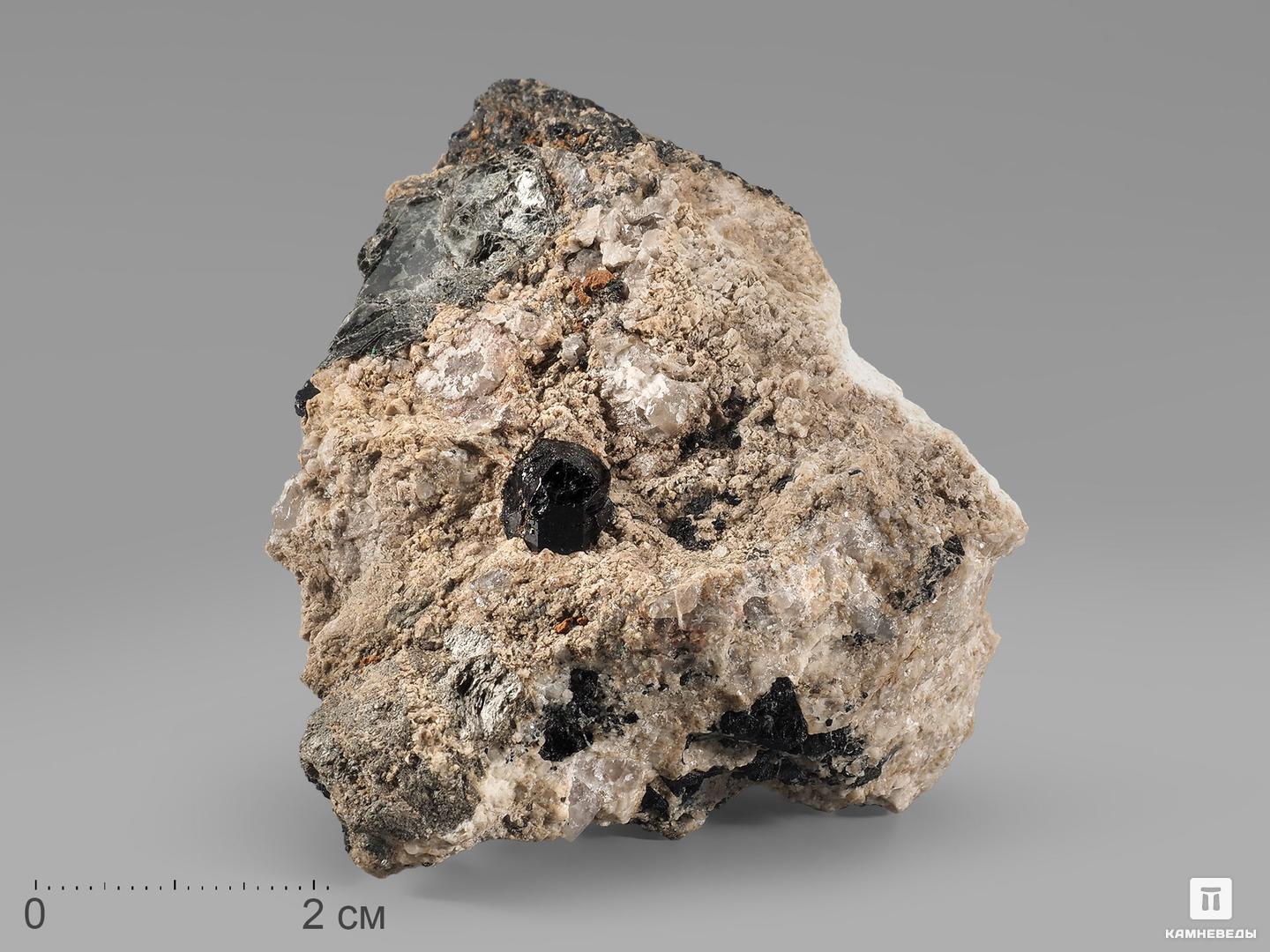 Дравит (турмалин) в кальците, 6,5х5,7х3 см, 19042, фото 1