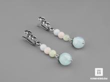 Серьги из бериллов (аквамарина, морганита, зелёного берилла)