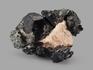 Шпинель чёрная кристаллы с кальцитом и диопсидом, 6,5х5х4 см, 21063, фото 2