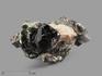 Шпинель чёрная кристалл с кальцитом и диопсидом, 10,5х7х5 см, 21071, фото 1