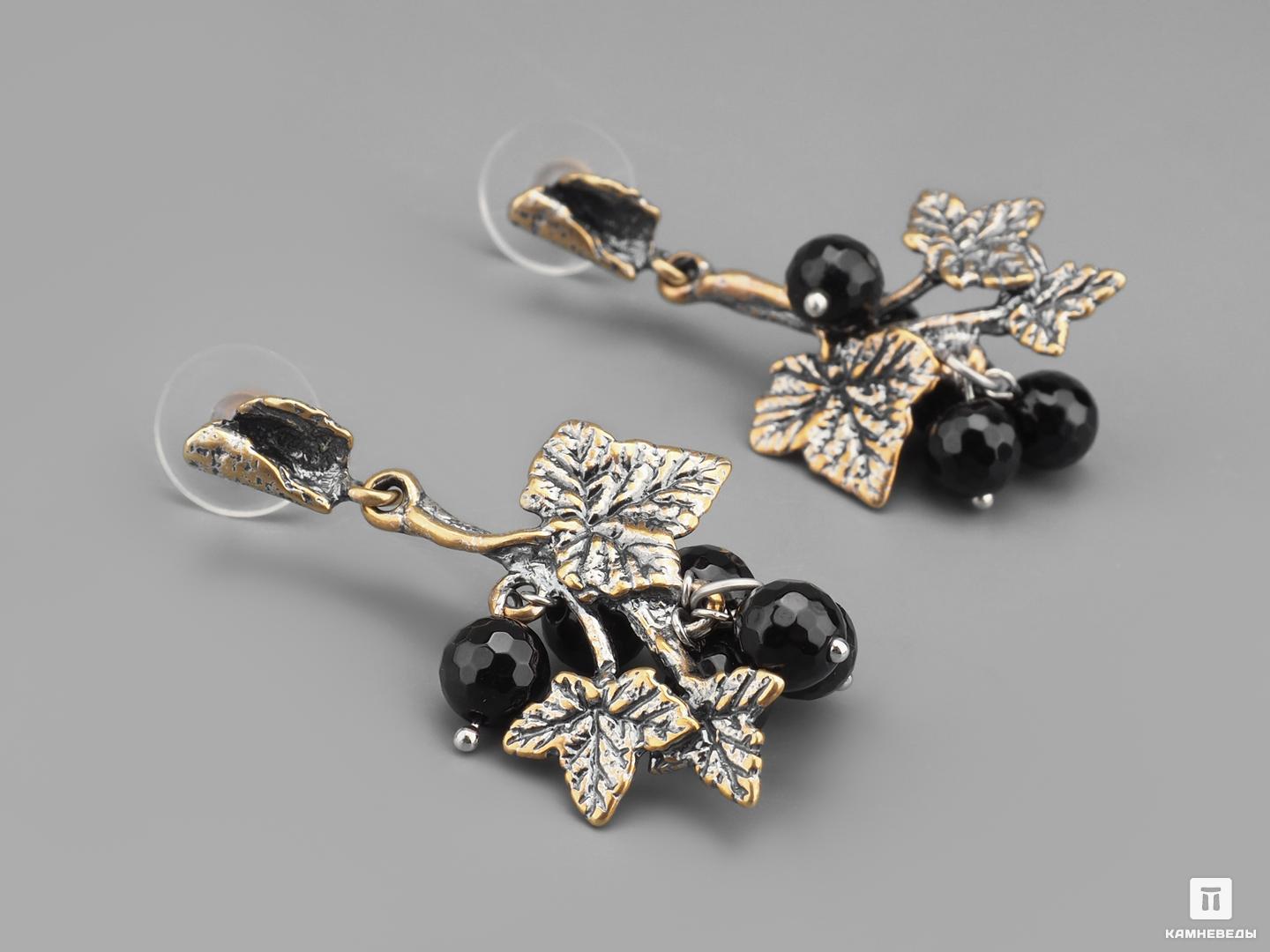 

Серьги из агата чёрного (чёрного оникса), огранка