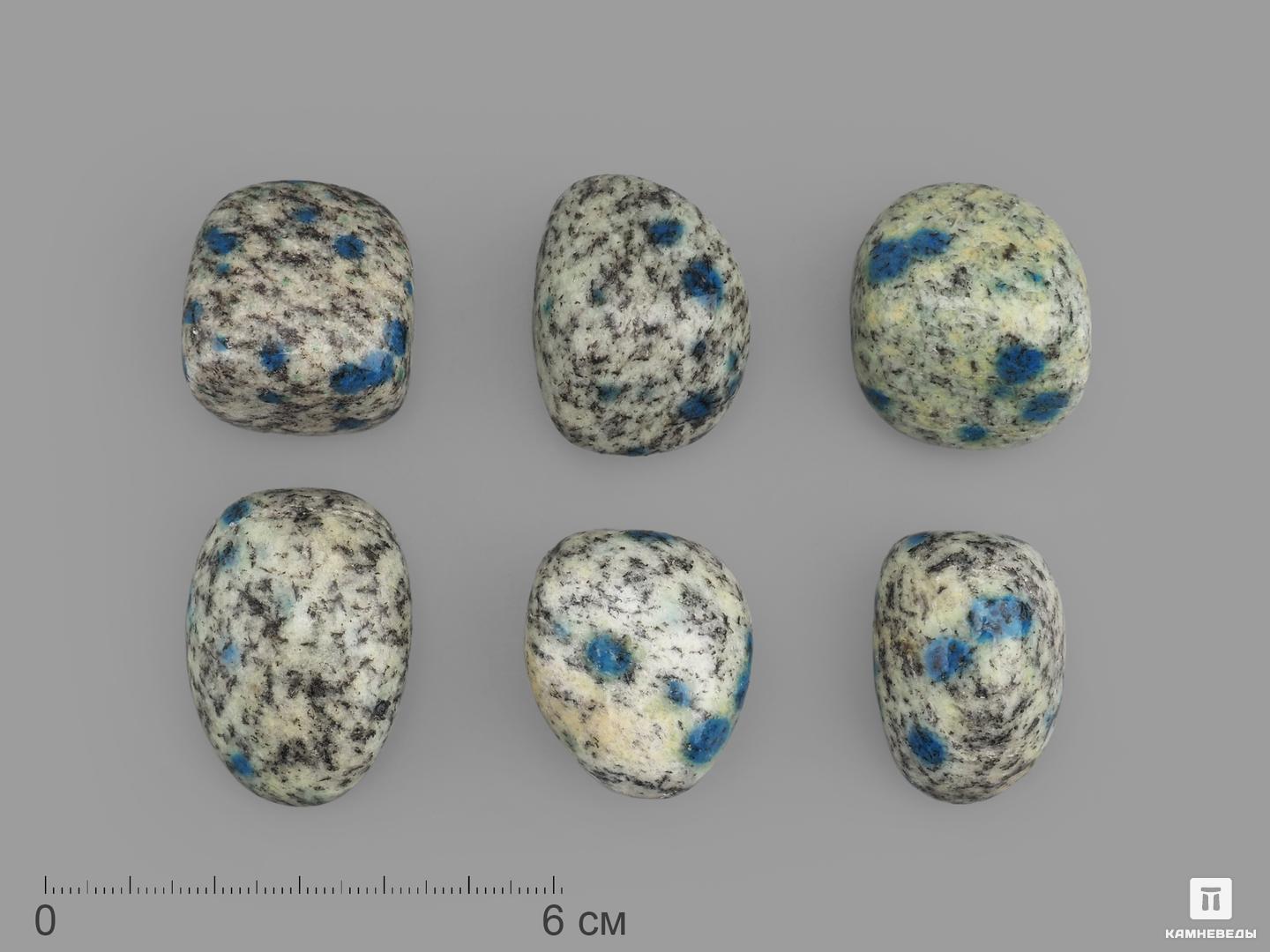 Азурит в граните (камень K2), галтовка ||| категории, 3-3,5 см, 21168, фото 1