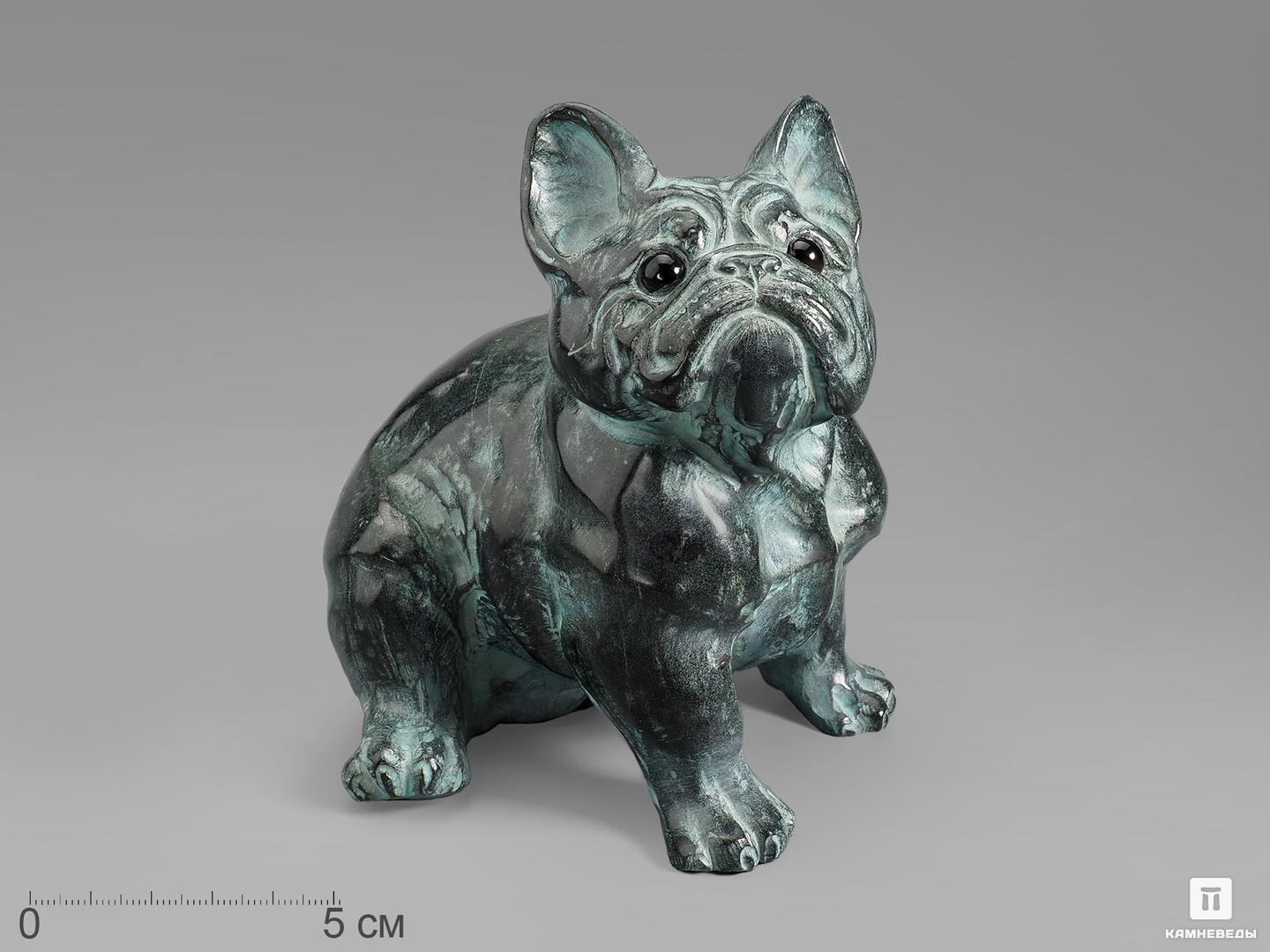 Бульдог из талькохлорита, 12,5х11х9 см гравюра с эффектом голографии собаки французский бульдог