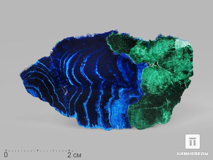 Азурит с малахитом, полированный срез 5,7х3,3х1,5 см, 21447, фото 1