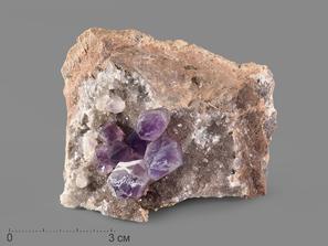 Аметист, кристаллы на породе 6,8х5,4х4,7 см