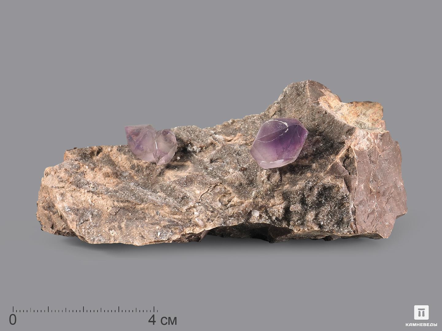 Аметист, кристаллы на породе 10,5х5х4,7 см