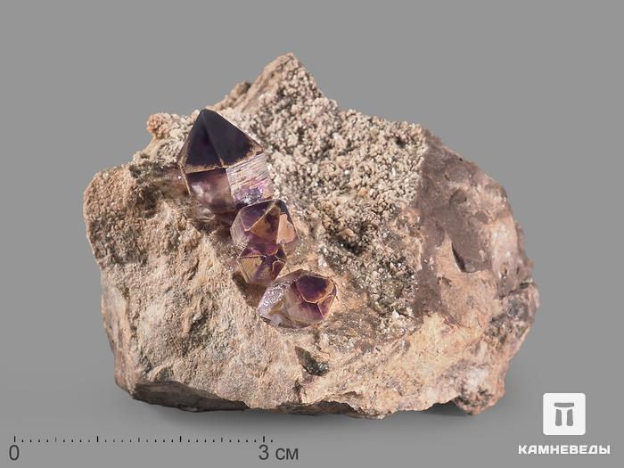 Аметист, кристаллы на породе 6,5х5,5х4,4 см, 21742, фото 1