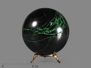 Уваровит, Гранат, Хромит. Шар из уваровита (зелёного граната) с хромитом, 98 мм