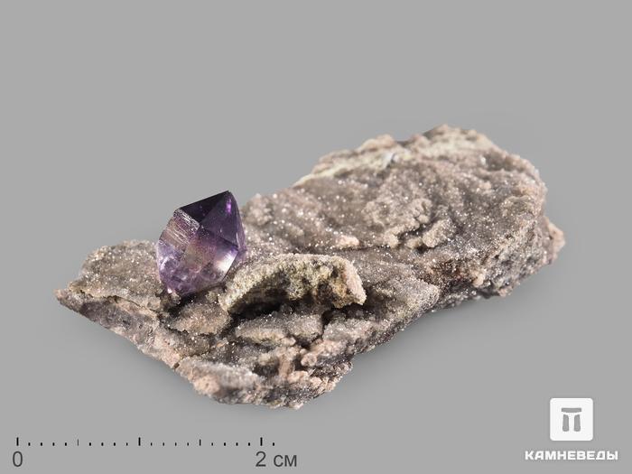Аметист, кристалл на породе 5х3х1,7 см, 21857, фото 1