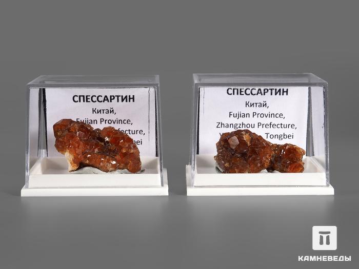 Спессартин (гранат), кристаллы на породе в пластиковом боксе 3х1,8х1,5 см, 21923, фото 3