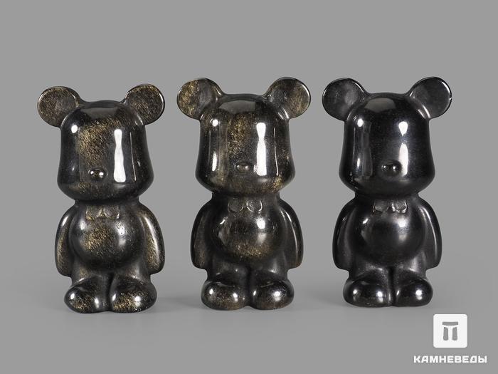 Медведь «Bearbrick» из золотистого обсидиана, 5,8х3х2,8 см, 22097, фото 4