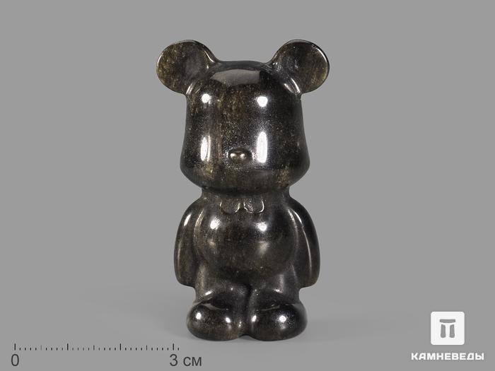 Медведь «Bearbrick» из золотистого обсидиана, 5,8х3х2,8 см, 22097, фото 1