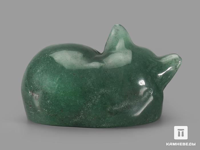 Кот из авантюрина зелёного, 4,5х4х2,8 см, 22106, фото 2