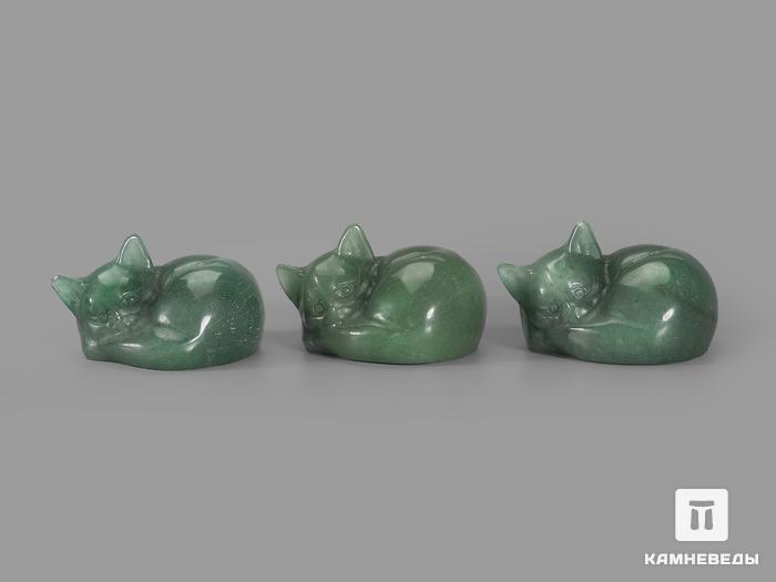 Кот из авантюрина зелёного, 4,5х4х2,8 см, 22106, фото 3