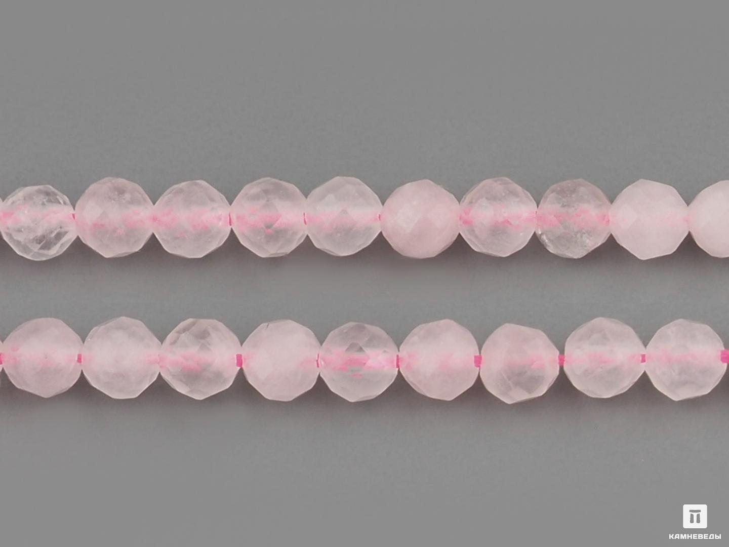 Бусины из розового кварца (огранка), 119-123 шт. на нитке, 3-4 мм бусины из аметиста огранка 130 135 шт на нитке 3 4 мм