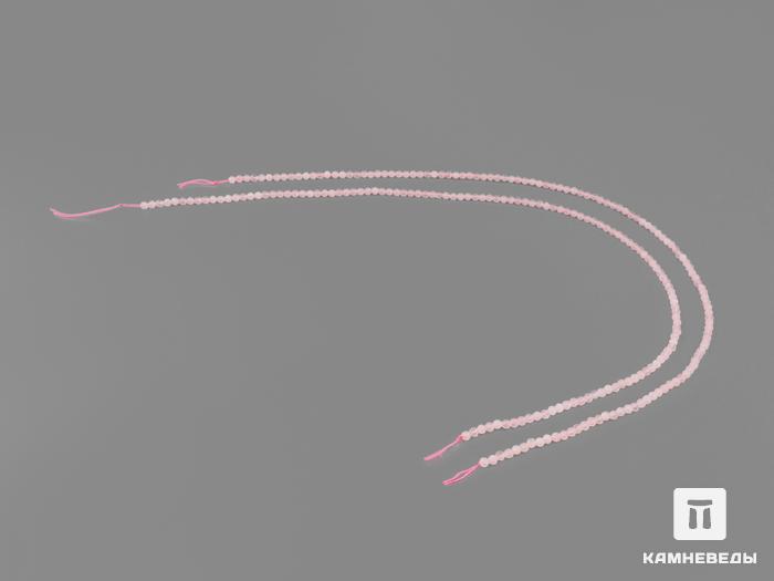 Бусины из розового кварца (огранка), 119-123 шт. на нитке, 3-4 мм, 22295, фото 2