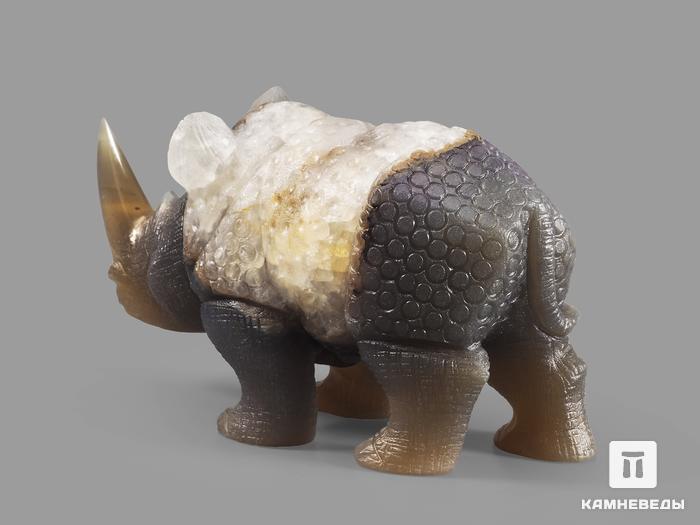 Носорог из агата с жеодой кварца, 11,3х6,5х4,4 см, 22373, фото 2