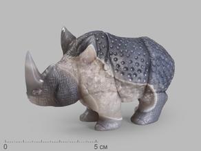 Носорог из агата с жеодой аметиста, 10х6,2х3,5 см