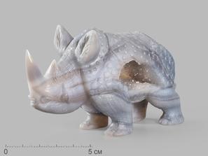 Носорог из агата с жеодой кварца, 10х5,7х3,5 см