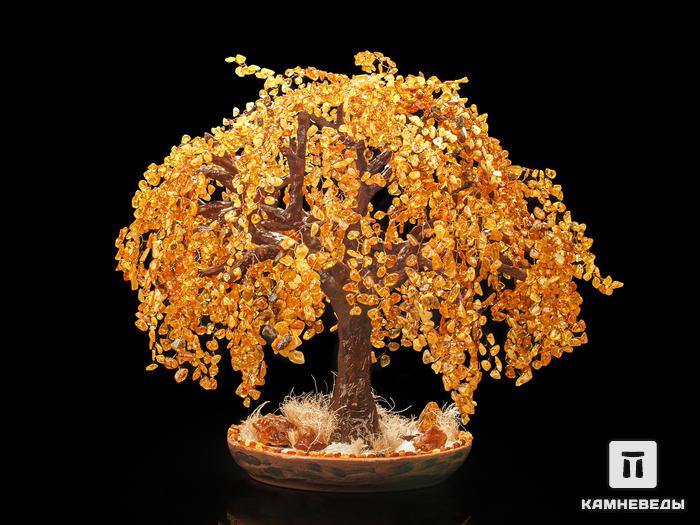 Дерево «Золотая Ива» из янтаря, 38х34х18 см, 18185, фото 1