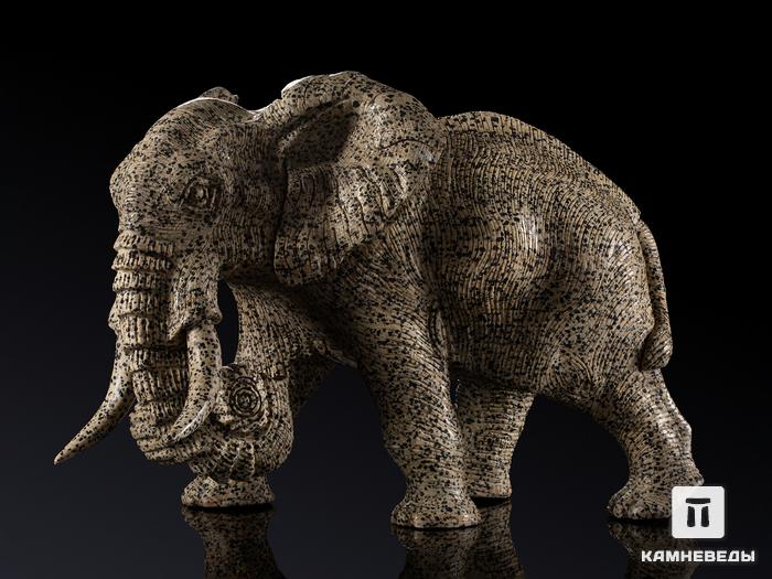 Слон из далматиновой яшмы (трахириодацита), 32х25х22,5 см, 19884, фото 3