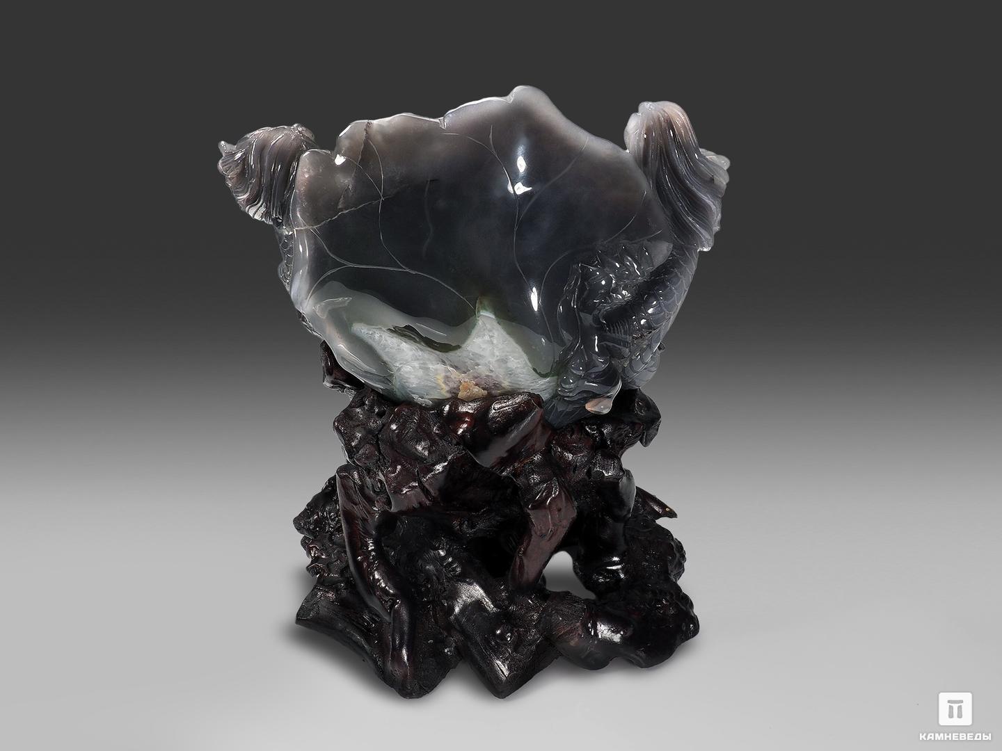 Дракон из агата с жеодой аметиста на подставке, 26,5х24х16 см, 22398, фото 2