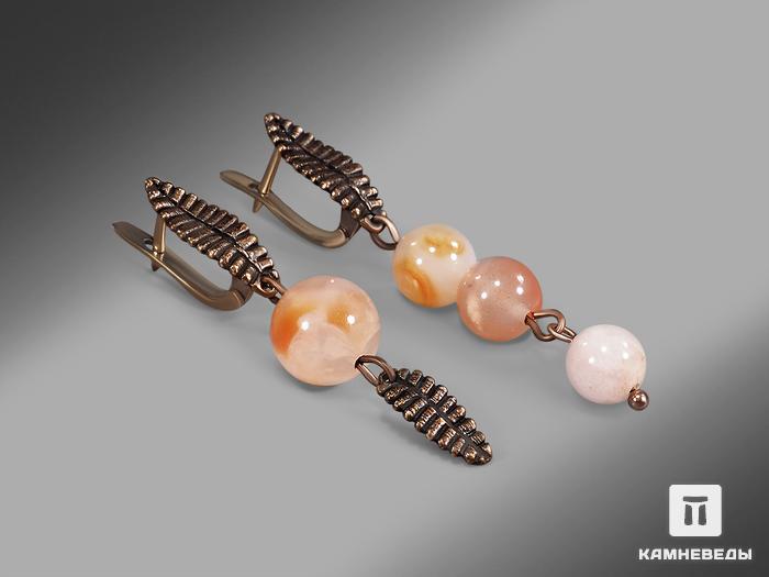 Серьги из морганита (розового берилла) и халцедона «Сакура», 23465, фото 1
